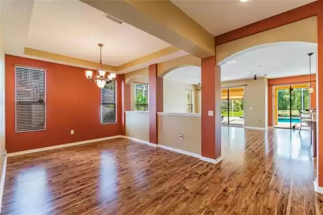 Dining Room Leads to Large Family Room