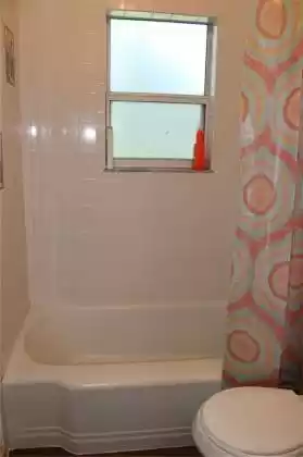 Bathroom has a tub!