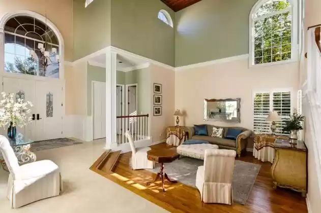 Elegant Living Room with Soaring Ceilings